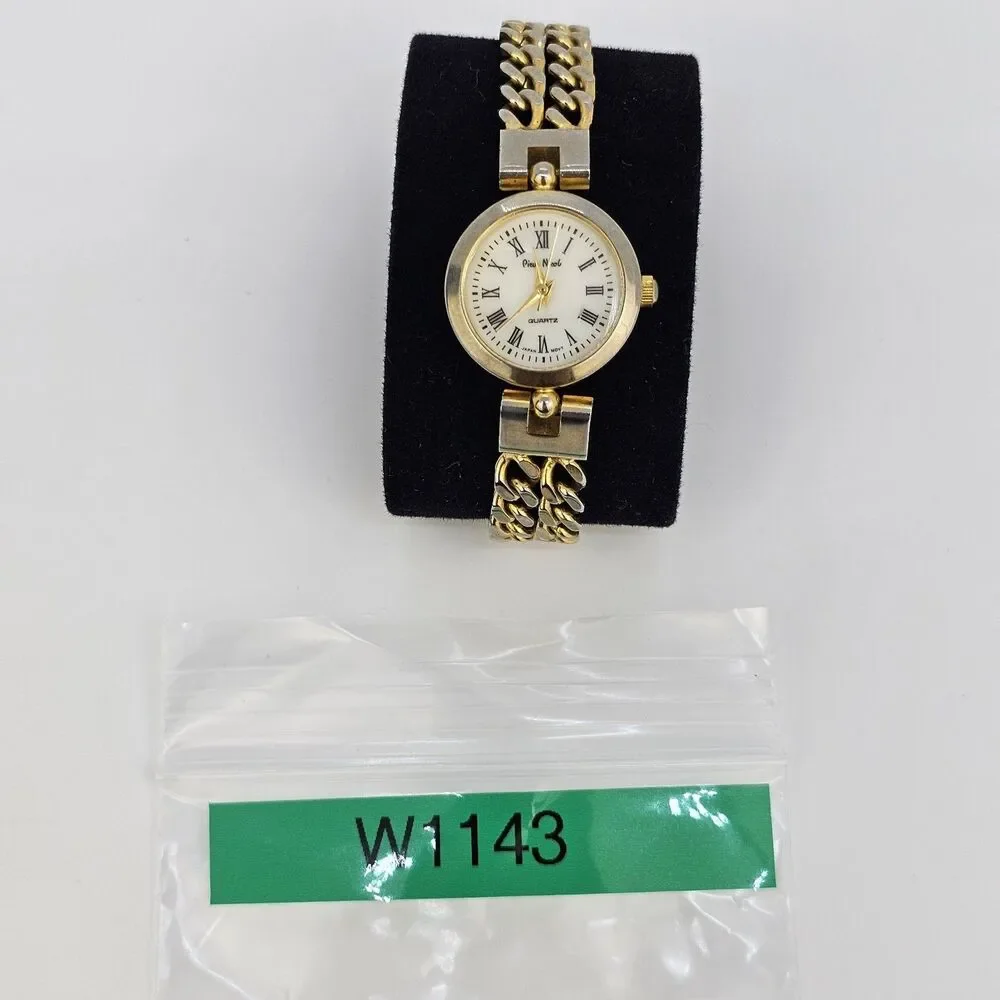 VTG Pierre Nicol Women‎ Watch 22MM Cream Dial Gold Chain Bands 6